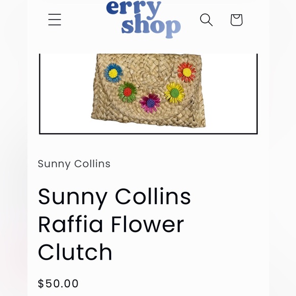 Sunny Collins - Raffia Flower Clutch Handbag - Stylish Straw Clutch Bag - New - Picture 2 of 14